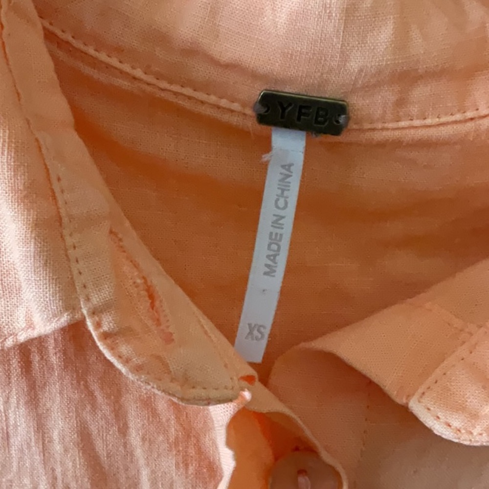 YFB Young Fabulous & Broke Sand Dollar Linen Orange Shirt Dress - Picture 7 of 14